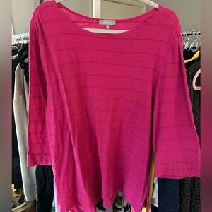 Habitat sz L hot pink 100% cotton top 3/4 sleeves